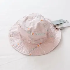 キッズ 晴雨兼用バケットハット ピンクドット PU加工 UV加工 3-5歳用