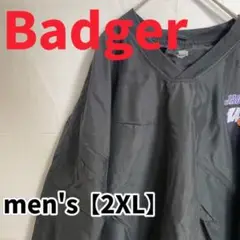 Y233【Badger】プルオーバー長袖ナイロン【2XL】ブラック