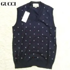 新品✨19SS グッチ Gロゴ ニット ベスト ネイビー M ミケーレ ウール