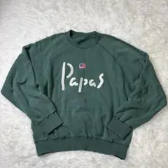 Papas パパス　トレーナー　厚地　国旗プリント　グリーン