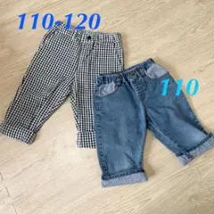 グローバルワーク7分チェックパンツ＆POLOハーフパンツ　110-120