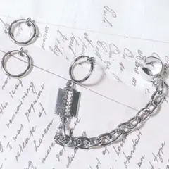 3点set チェーン剃刀 イヤーカフ ダミピ 穴不要 韓国 y2k