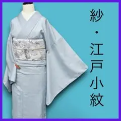 M3819★着物淡雪★ 夏着物★ 洗える着物 絽　鮫小紋　家紋無し