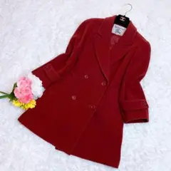 極美品✨バーバリー カシミヤ混 ロングコート ダブル レッド 7