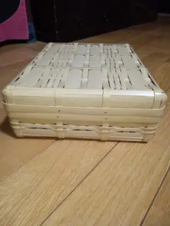 天然竹製 蓋付き収納バスケット