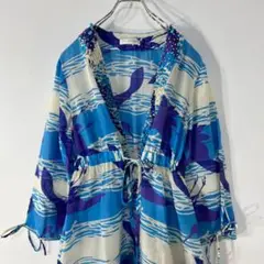 DVF soleil swim 膝丈 ワンピース サイズS ビーズ装飾 総柄
