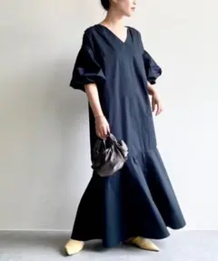 GALLARDAGALANTE 新品　パフスリーブマキシワンピース　黒