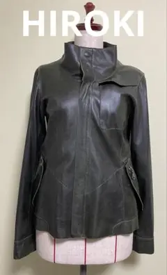 美品 HIROKI 元町 横浜 シングルライダース レザージャケット M黒 牛革 HIROKI】レザージャケット 横浜元町 ライダース シープスキンの