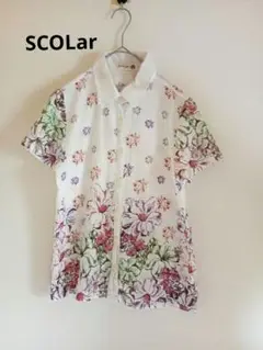 スカラー花柄 半袖ブラウス　花柄　可愛いです❢綿100％