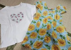 ひまわり柄ワンピースとTシャツセット 120