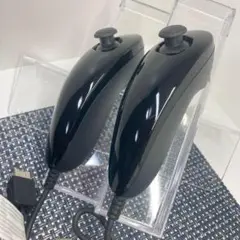 【フルメンテナンス】Wii WiiU ヌンチャク ブラック 黒色2個セット a