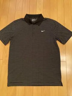 美品 NIKE ストライプポロシャツ ブラック Mサイズ