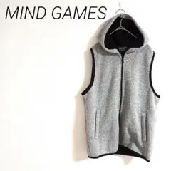 MIND GAMES フード付きベスト グレー　M 裏ボア　サイドポケット