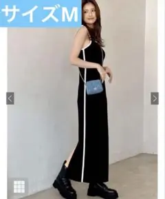 【試着のみ洗濯無タグ付き】GRLラインリブテレコキャミワンピース an1729