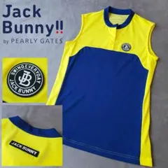 【ジャックバニー】ラバーサークルロゴ×バイカラー 半袖ゴルフノースリーブシャツS
