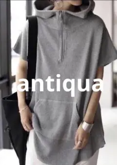 美品【 antiqua 】アンティカ ハーフジップ ニットパーカー 完売品