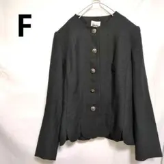 美品　ノーカラージャケット　ブラック　黒　L程度　海外　US古着