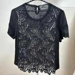 ロッサブラックレース半袖トップス