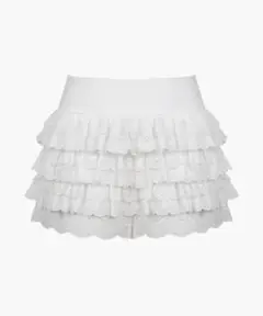 ROUGHNECK Lace Tutu Pants Skirt White
