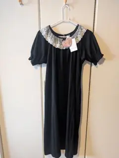 青木美沙子　カットソーワンピース　黒　しまむら　М