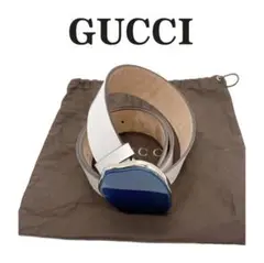 【美品】GUCCI レザーベルト グッチ 216404 90/36 白 ホワイト