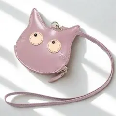 猫 小銭入れ 本革 コインケース レディース ミニ財布 かわいい 動物 ピンク