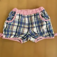 ピンク カラフルチェック柄 ショートパンツ 100㎝