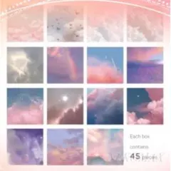 【今夜限り】韓国ステッカー フレークシール 空 風景 45ピース