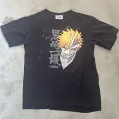 00s BLEACH 一護 公式刺繍タグ ブラックTシャツ