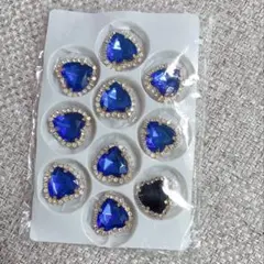キラキラハート　ゴールドふち　青10個セット