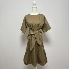ゆったりサイズ　okiraku ウエストリボン　ワンピース
