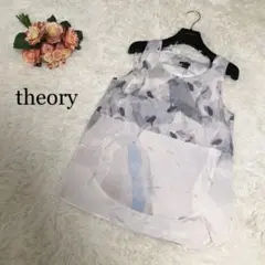 セオリー 総柄シルクノースリーブブラウス