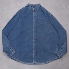 エディーバウアー デニムシャツ ポケット 古着 90s XL 青 15282