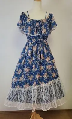 美品 axes femme花柄シャワープリント2way フリルレースリボン