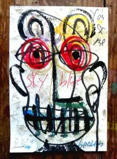 ken1作絵画 一点物ポストカード「初めて空を見た男」
