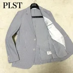 美品　PLST プラステ　テーラードジャケット　シアサッカー　ストライプ　白×青