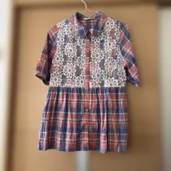 シフォン重ね着風シャツ