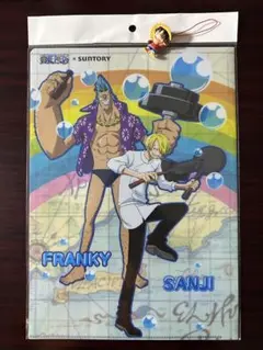 ワンピース　クリアファイル(サントリー) ＋ストラップ(モンキー・Ｄ・ルフィ)