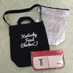 KFC 保温・保冷バッグ付きトートバッグ　黒　ポケットミニトート 赤×ベージュ