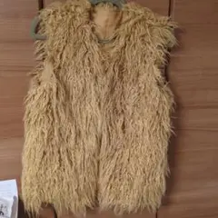 アヴァンリリー　ベージュ ボアジャケット ノースリーブ