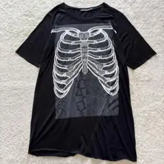AG by EXPERIMENT スカルボーンプリントTシャツ　ブラック