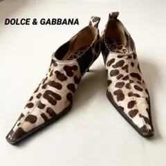 DOLCEu0026GABBANA Du0026G 豹柄 ハラコ ブーティ ショートブーツ37