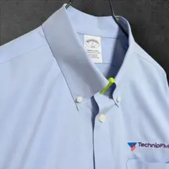 【美品】ブルックスブラザーズ リンクルフリー XL テック刺繍シャツ