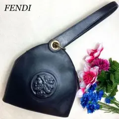 良品✨フェンディ トートバッグ 顔柄 ヤヌス神 エンボス レザー ブラック