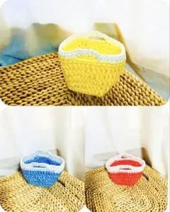 【クリアランスSALE！】PPテープの小物入れ　3点セット　ハンドメイド