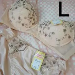 【新品】【匿名配送】　Ｌノンワイヤー　ブラショーツセット　下着