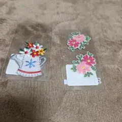 花と水差し・ピンクの花 ワッペンセット