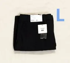新品タグ付きUNIQLOリネンブレンドバレルレッグパンツ黒Lブラック ユニクロ