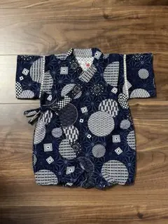 幾何学模様 コットン甚平ロンパース　70㎝