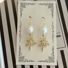 シュガーパール×ゴールド 太陽 ピアス イヤリング
